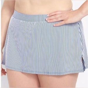 Swim by Cacique Blue/White striped Swim Skirt Bottom Size 14 NWT